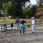 太鼓奉納の設営準備