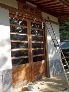 神輿殿の清掃