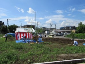 地鎮祭の設営準備