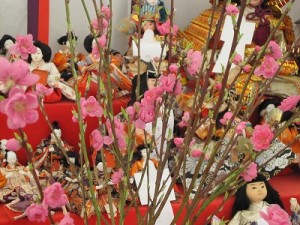 ひな人形には桃が似合います