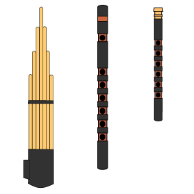 右から　篳篥・龍笛・笙